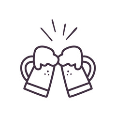 beer glasses colliding line style icon vector design