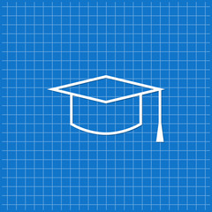 Blue banner with graduation cap icon