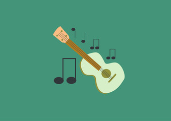 guitar and musical notes