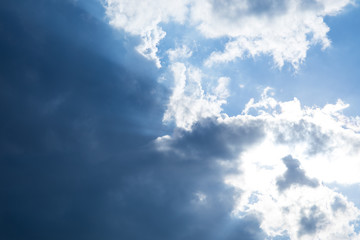 Beautiful blue sky background with tiny clouds.