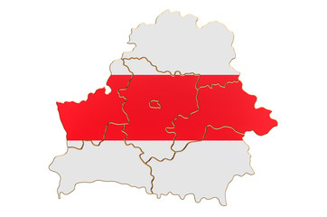 Belarus map with white-red-white flag of Belarusian Democratic Republic concept. 3D rendering