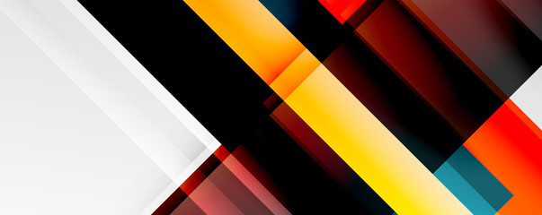 Fototapeta na wymiar Geometric abstract backgrounds with shadow lines, modern forms, rectangles, squares and fluid gradients. Bright colorful stripes cool backdrops