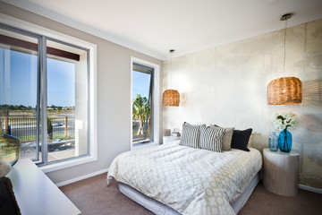 Fototapeta na wymiar Bedroom design in a luxury modern house 