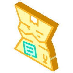 crashed damage box isometric icon vector illustration