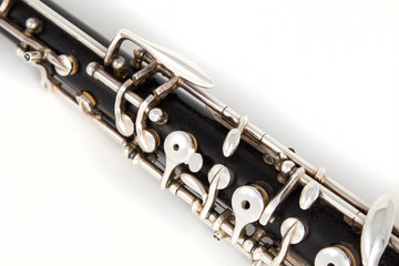 Oboe isolated on white background. Woodwind instrument