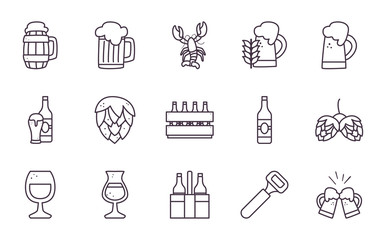 oktoberfest line style set of icons vector design