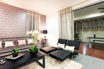 Interior view of a living room in new luxury home