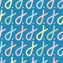 Script letter J wallpaper background pattern. Hand written lower case type vector illustration background.