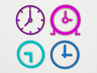 circular clock 4 icons set - 3D illustration