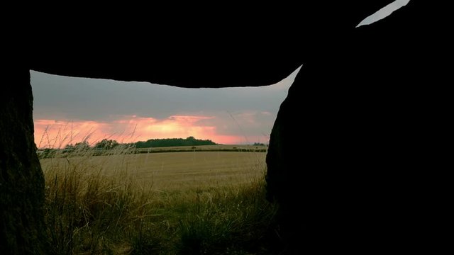 The word dolmen means table and is used to describe a stone structure made of two or more upright stones with a slab over top.