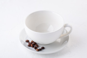 white empty coffee mug on a white background.