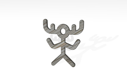 PRIMITIVE SYMBOLS SHAMAN 3D icon standing on the floor - 3D illustration for background and ancient
