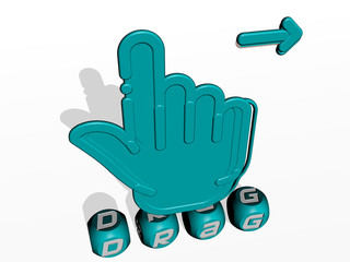 DRAG cubic letters with 3D icon on the top - 3D illustration for car and background