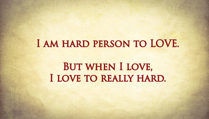 Quote about love on old paper background