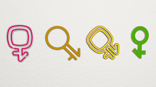 intergender 4 icons set - 3D illustration