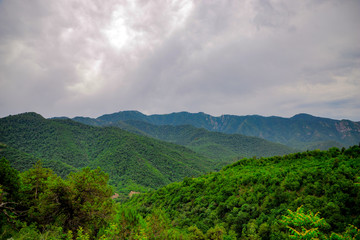 Fototapeta na wymiar mountain, nature, sky, trees, green
