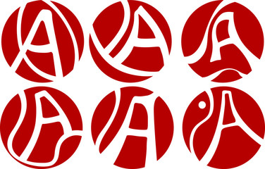 Set of Vector Design of an Alphabet A Logo with a Circle Theme