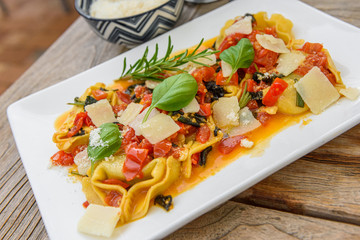 tortelloni with spinach ricotta stuffing in sage butter