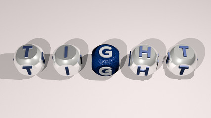 skin care Clothing: TIGHT text of cubic individual letters - 3D illustration for background and woman