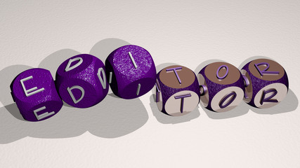editor text by dancing dice letters - 3D illustration for business and design