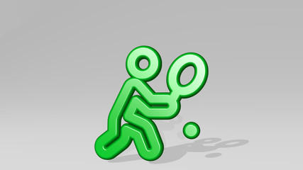 TENNIS BACKHAND 3D icon casting shadow - 3D illustration for ball and background