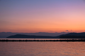 Dawn over the Ambracian Gulf from Vonitsa, Aetolia-Acarnania, Greece