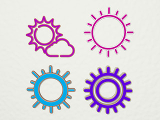 sunny 4 icons set - 3D illustration for blue and beautiful