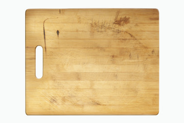 wooden cutting board isolated on a white background