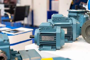 Close up electric 3 phase induction motor for industrial on table