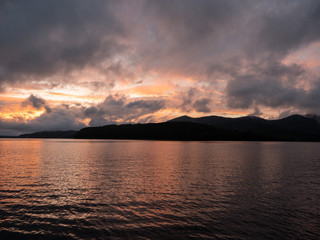 sunset over the Yamana lake in Yamanashi