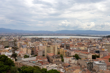 View of Cagliari on a cloudy summer day