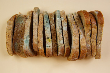 sliced bread on a white background