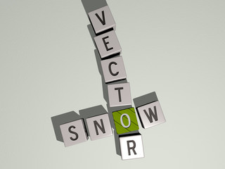 snow vector crossword by cubic dice letters - 3D illustration for winter and background