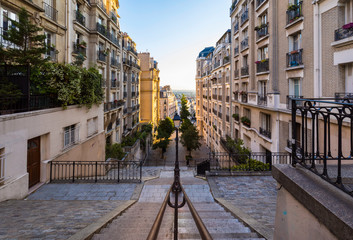 Empty steps of Montmartre in Paris, France