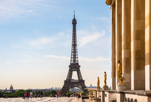 Eiffel Tower against cloudy sky, Paris, France