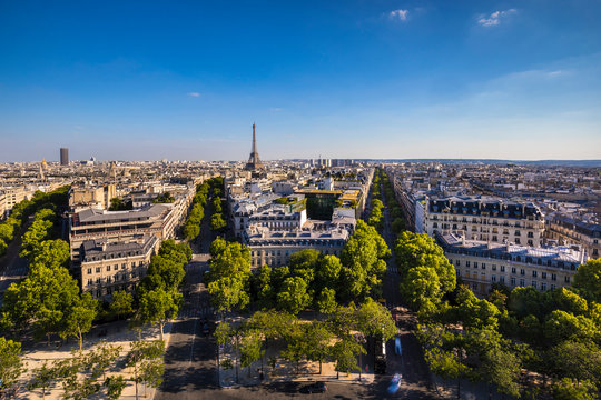 Aerial view of Paris skyline, France