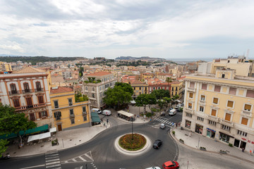 View of Cagliari on a cloudy summer day