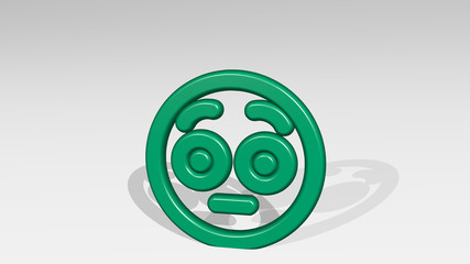 smiley hypnotized 3D icon casting shadow - 3D illustration for face and emoticon