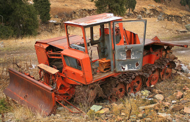 Obraz premium Heavy Power Bulldozer work on a building site