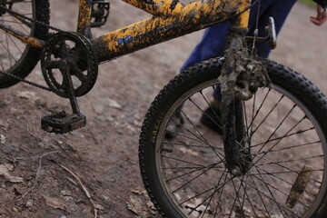 My little brothers dirty mtb after a woodland ride. 