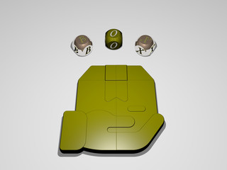 BOX circular text of separate letters around the 3D icon - 3D illustration for background and gift