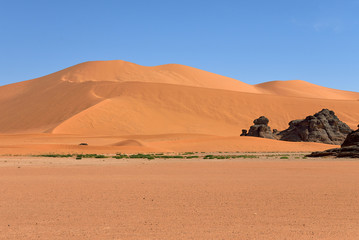 Fototapeta na wymiar BIG SAND DUNES IN THE SAHARA DESERT IN ALGERIA