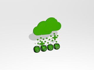 snow 3D icon over cubic letters - 3D illustration for winter and background