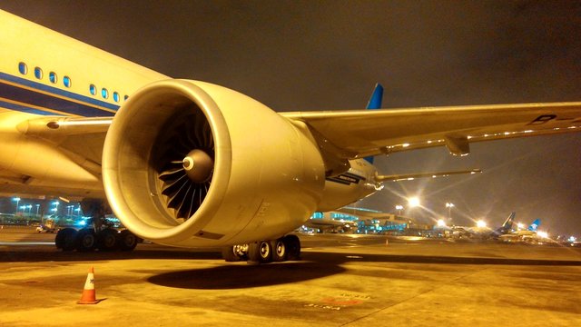 Airplane At Night In Guangzhou Airport