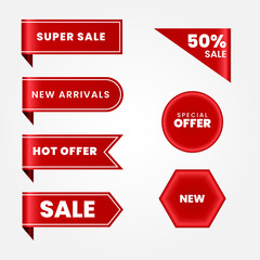 set of red and white sale labels
