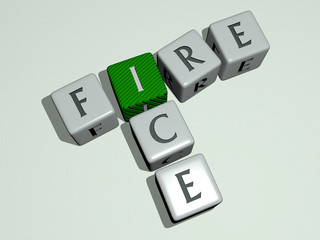FIRE ICE crossword by cubic dice letters - 3D illustration for background and abstract
