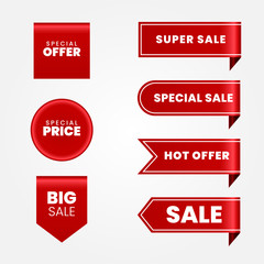 set of red sale labels