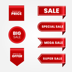 set of red and white sale labels