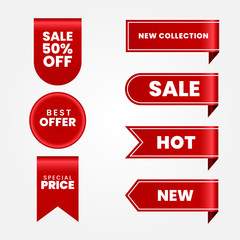 set of red sale labels