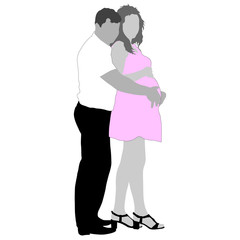 Silhouette Happy pregnant woman and her husband